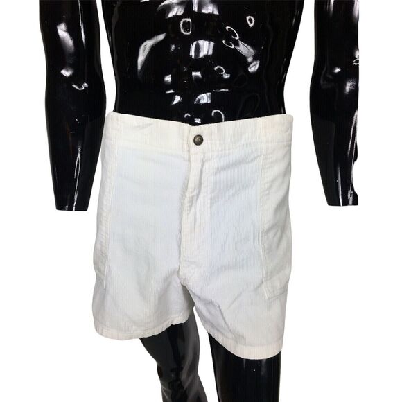 Vintage 80s Towncraft Corduroy Beach Surfer White Board Shorts Men's Size 42 - Picture 3 of 10